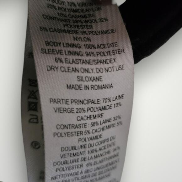 French Connection Pea coat Size 4 Wool Cashmere Black Sweater Sleeves Classic - Picture 9 of 9